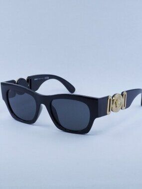 Versace VE4479U GB1/87 Sunglasses Black Square Frame, Dark Grey Lenses